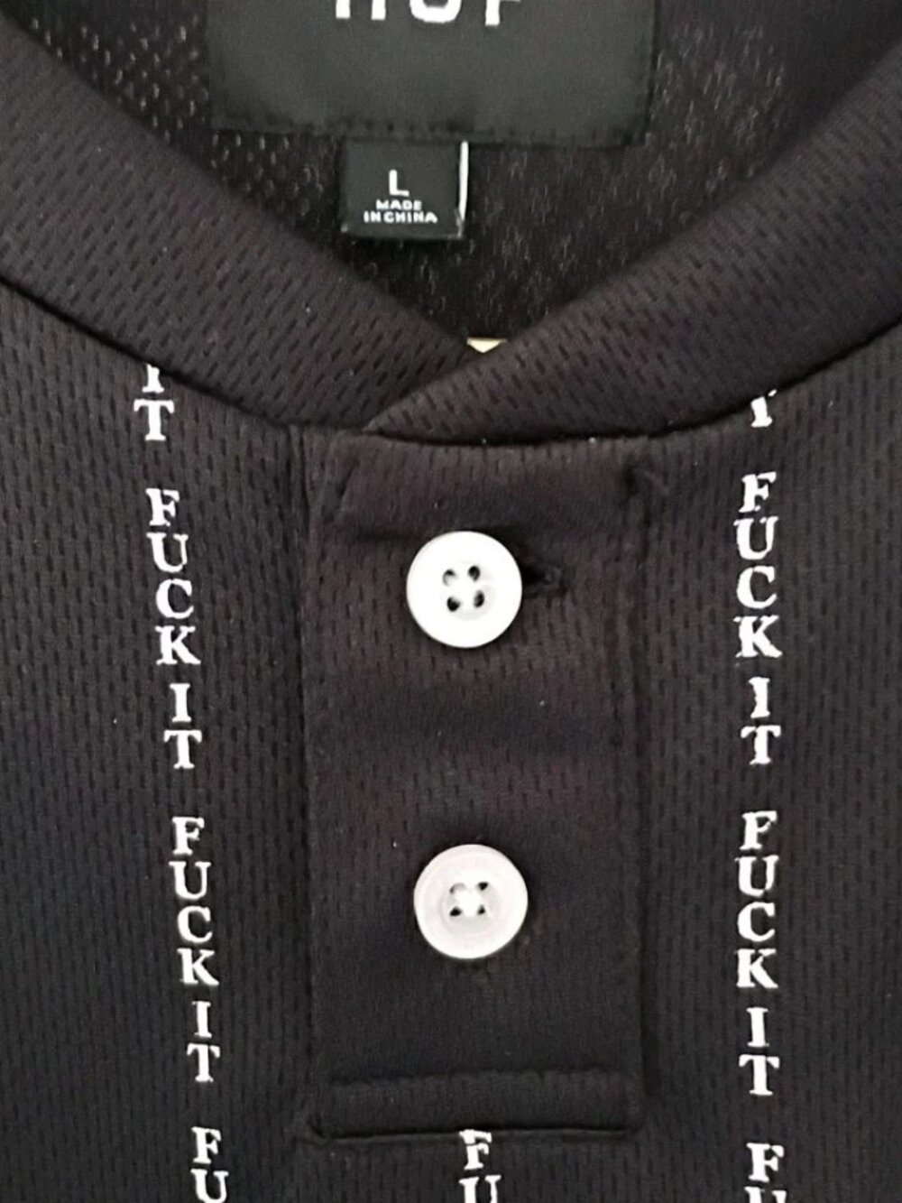 Huf Worldwide "F* it"Collection Black & White Stripe Baseball Jersey Large Rare - Picture 1 of 5